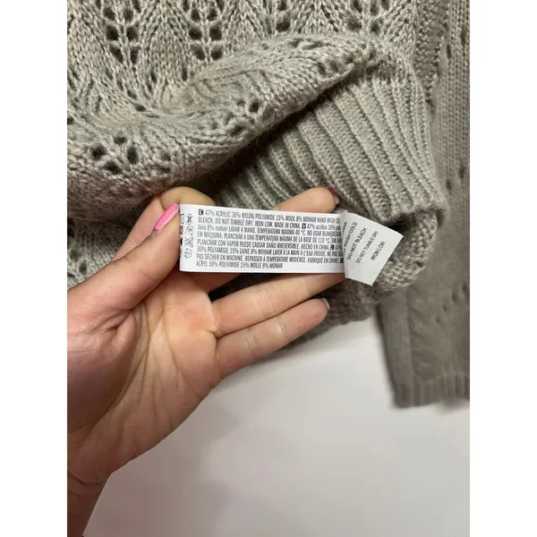 English Factory Pointelle Knit Sweater Heather Gray Mock‎ Neck Wool Blend S NWT - Image 4
