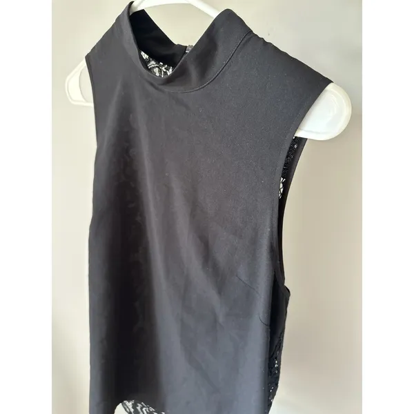 French Connection Medium Tank Top Blouse Womens Lace Black Sleeveless Sheer - Image 11