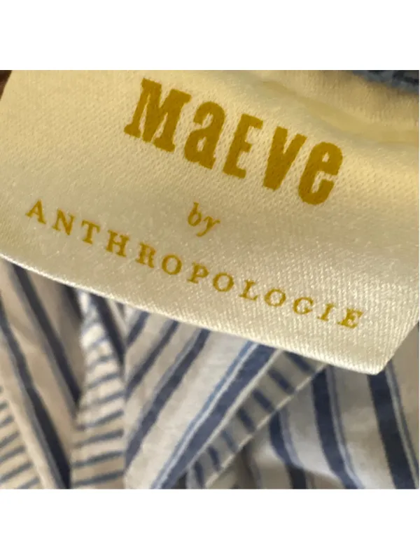 Maeve by Anthropologie Mixed Stripe Cutout Buttondown Shirt Women's Size M - Image 10
