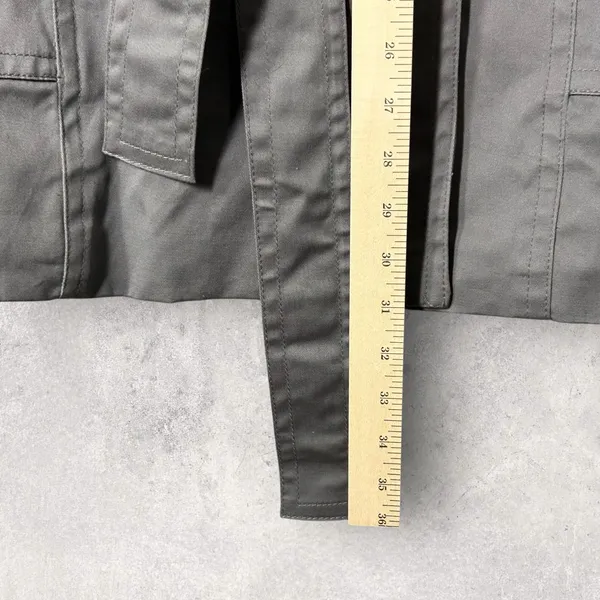 NEW Etam Trench Coat Womens US 12 Gray Double Breasted Belted‎ Stretch Jacket - Image 10