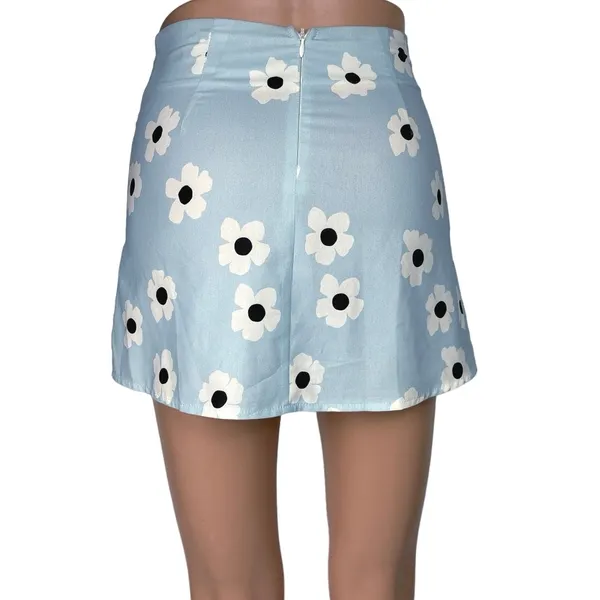 Princess Polly Light Blue Multi Daisy Floral Print Straight Pencil Mini Skirt 0 - Image 3