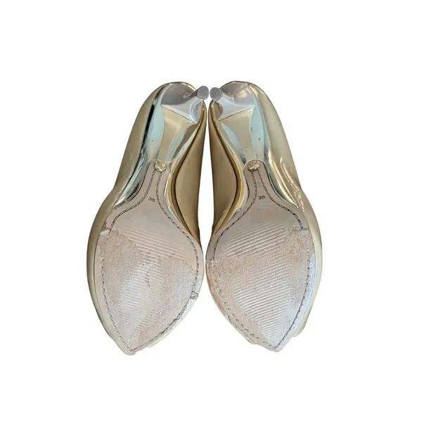 Jorge Bischoff Nude Patent Leather Peep‎ Toe Platform Stiletto Pumps Size 35 - Image 6