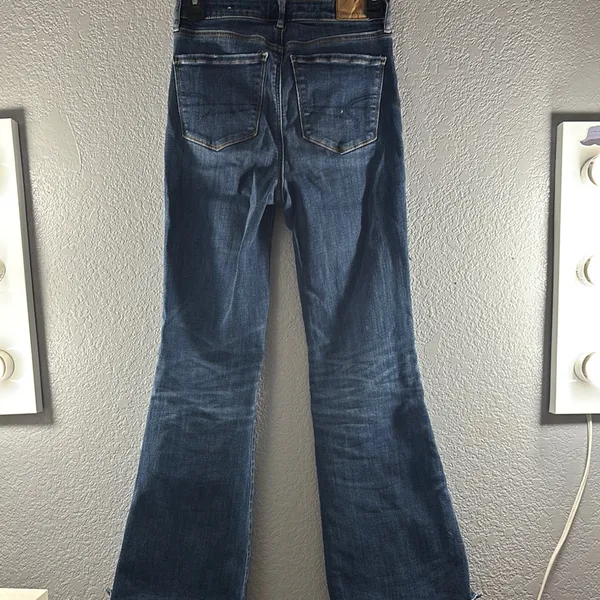 American Eagle Outfitters Super High Waisted Split Hem Flare & Wide Leg Jeans - Image 10