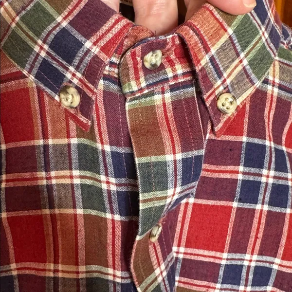 Vintage Lands’ End Madras Plaid Button Down Shirt Size 8 100% Cotton - Image 8