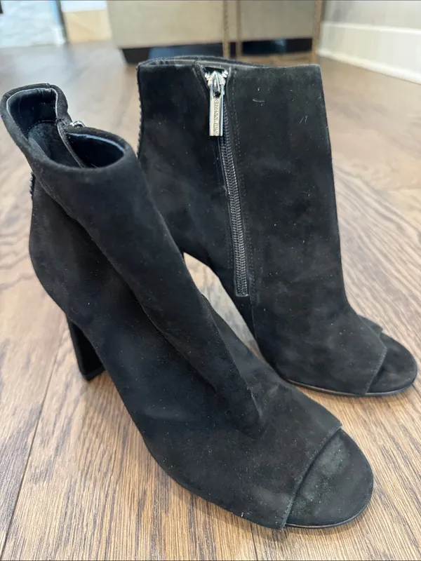 Gianni Bini Black Suede Peep-Toe Ankle Booties - Women size 7 - Image 3