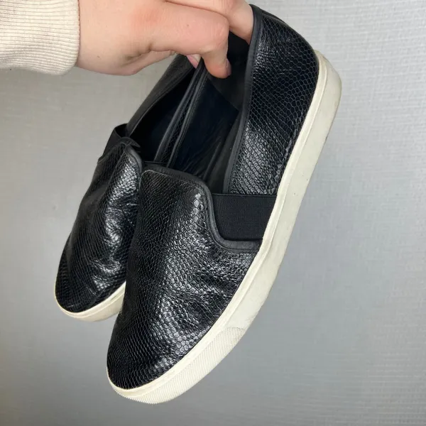 Vince Blair Black‎ Snake Embossed Leather Slip On Sneakers Women 7.5 M EUR 37.5 - Image 3