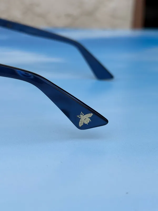 Gucci GG0091SA 004 urban round blue tortoiseshell acetate frame sunglasses brown lenses - Image 14