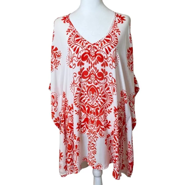 Show Me Your Mumu Peta Boo Tunic Top Dress‎ Red White Small Oversized Artsy Boho - Image 5