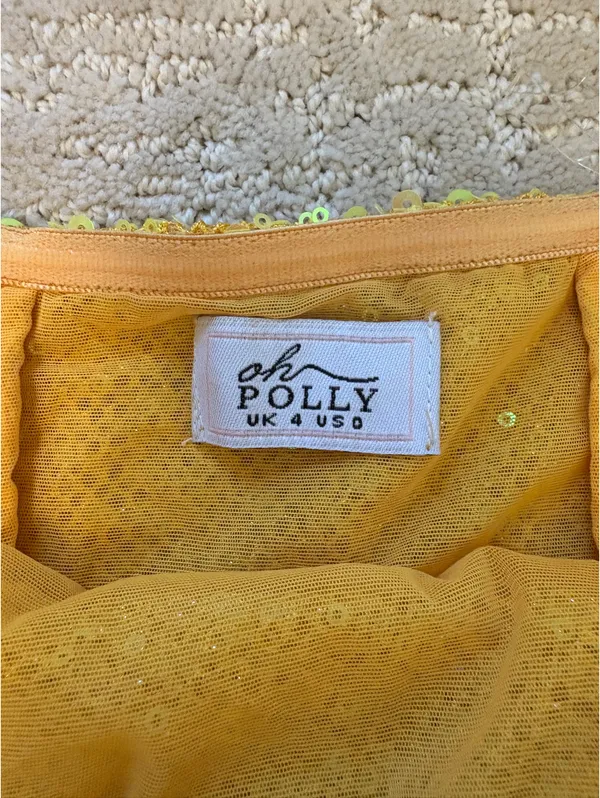 Oh Polly Sequin Mini Dress Yellow - Image 3