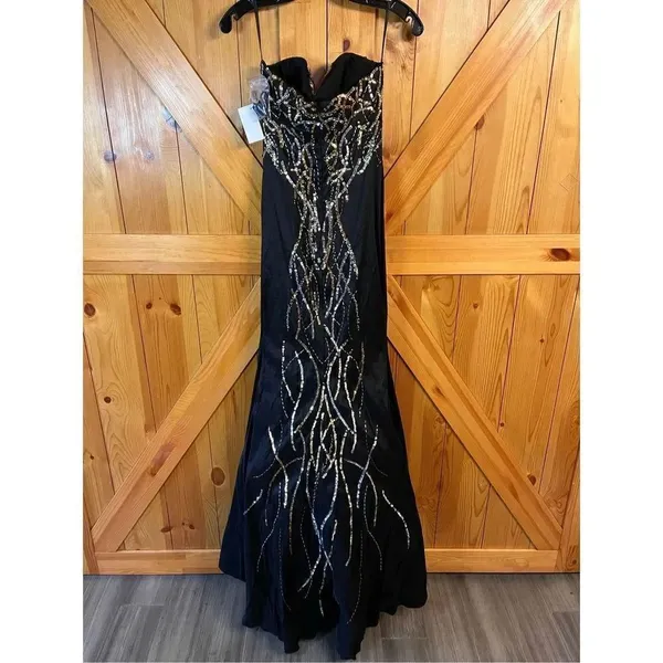 DEB Womens Blk Strapless Bead/Sequin Long Mermaid Event Gown Sz 5 nwt (3016) - Image 3