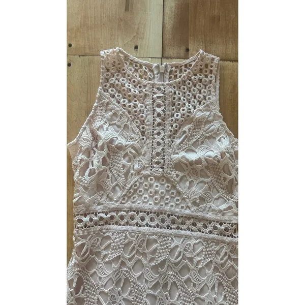 Ever After Blush Pink Floral Lace Crochet Sleeveless Mini Dress Women's L‎ - Image 2