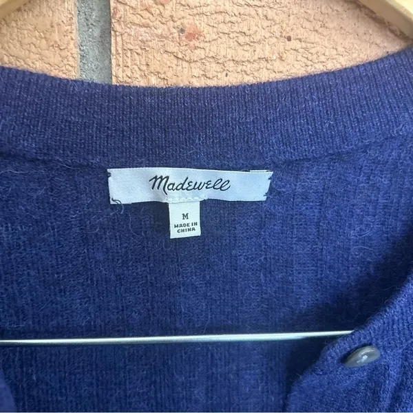 Madewell Women's Lightweight Alpaca Madison Henley Pullover Bright Cobalt Size M - Image 4