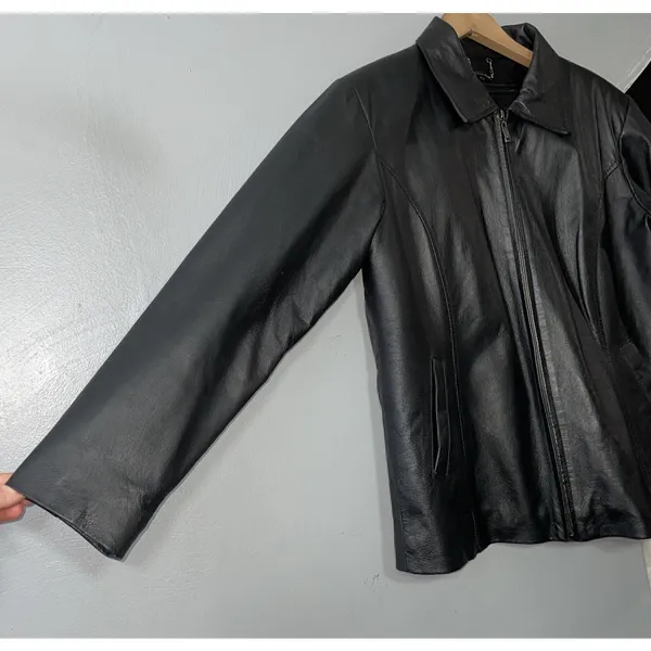 Michael Michelle Genuine Leather Jacket Women Size XL Black Coat Removable Liner - Image 2