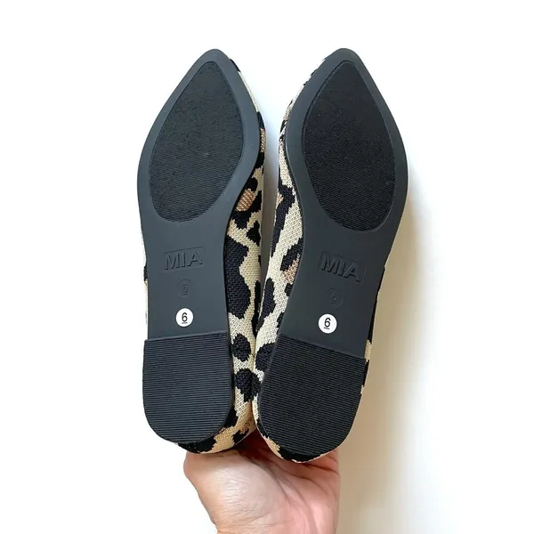 Mia Ballerina Pointed Stretch Flats Animal Print Tan Size 6 NEW - Image 8