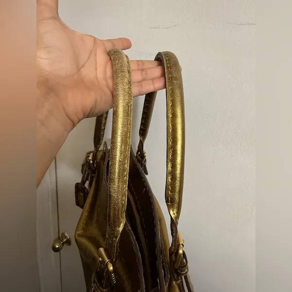 Fendi Gold Leather Selleria Villa Borghese‎ Satchel Shoulder Bag - Image 12