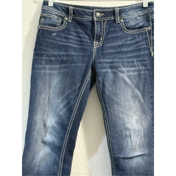 Miss Me Standard Boot Jeans Womens Size 29 Distressed Western Cowgirl Y2K Bling - Image 3