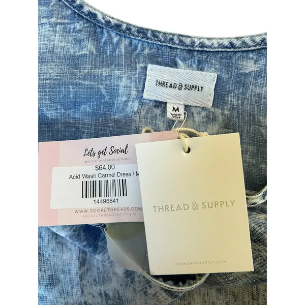 NWT Thread & Supply Acid‎ Wash Carmel Midi Spaghetti Strap Slip Dress Medium - Image 5