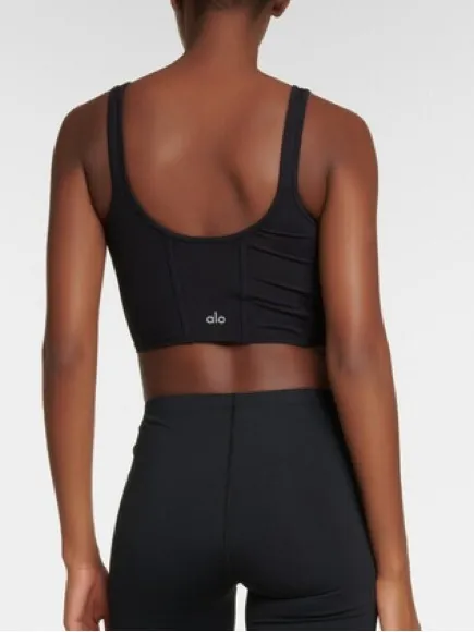 ALO YOGA Airbrush Mesh Corset Tank Top Black - Image 3