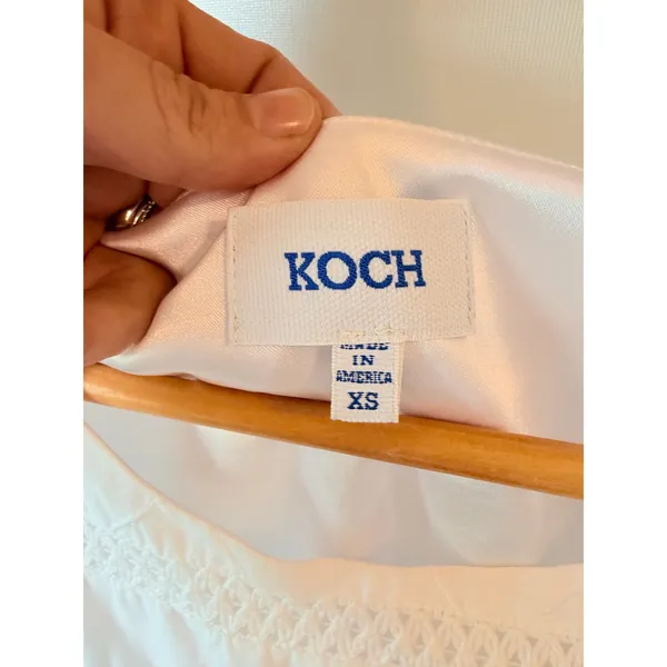 KOCH Ruffle Eyelet Blouse Womens White‎ XS - Image 3