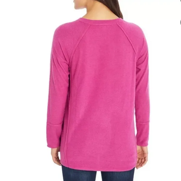 NWT Wildfox Pink Brushed Waffle Knit Sherpa Pullover Sweater Medium - Image 2