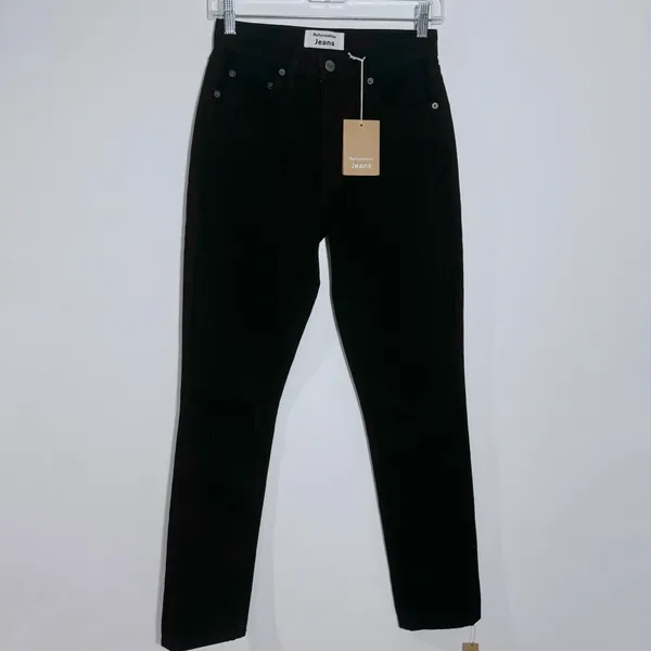 Reformation Julia High Rise Cigarette‎ Jean Black Ripped Knee Size 24 90s Sporty - Image 2
