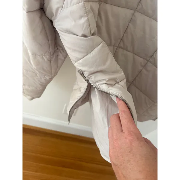 YPB Your Personal Best Cream Quilted Puffer Jacket Side Zip Vents Large - Image 4