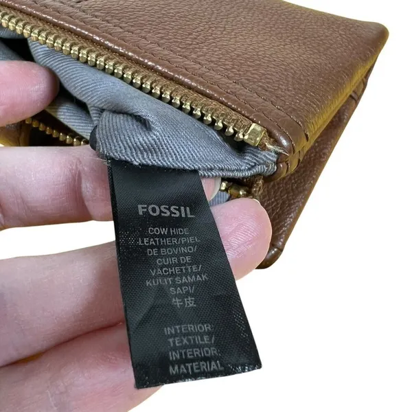 Fossil‎ Ella Clutch Brown Leather Wallet zipper fold card orgainizer - Image 6