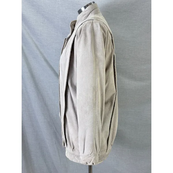 Vintage Gallery Beige Suede Jacket Womens L 80s 90s‎ Leather Coat Fall Autumn - Image 8
