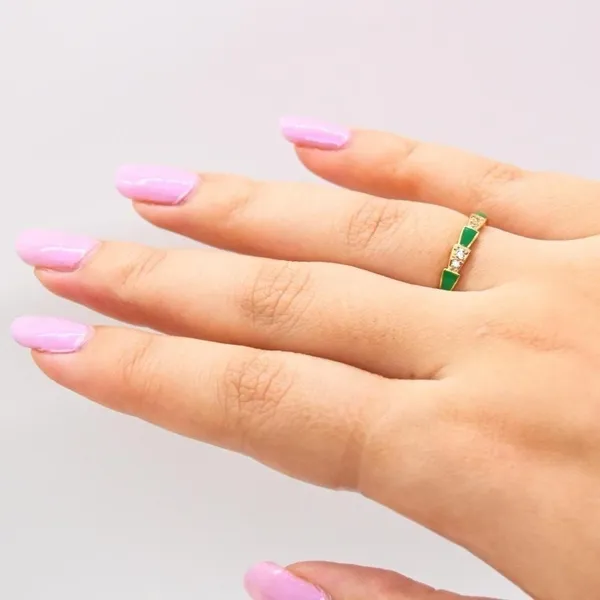 Gold Snake Scale Ring Green - Image 4