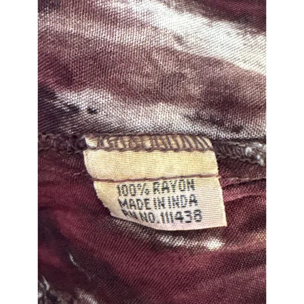 Lapogee Burgundy Tie Dye Embroidered Lace Trim Boho Top Free Size - Image 7