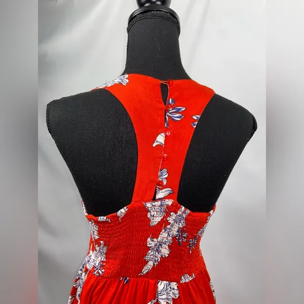 Maxi Dress Red Japna Medium Racerback Red+ White Flowers - Image 11
