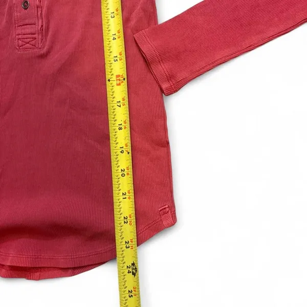 Free People We The Free Red Ribbed Henley Top XS Long Sleeve Fitted Boho - Image 4