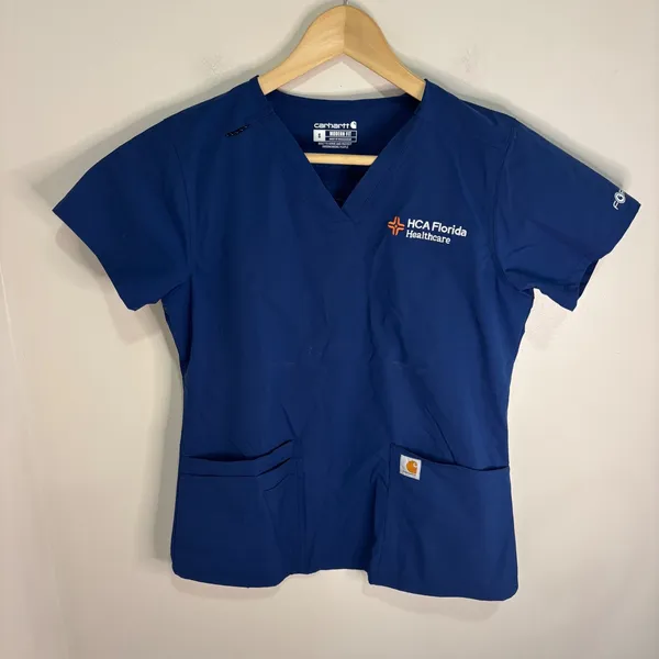 Carhartt Liberty V-Neck Scrub Top Navy Blue HCA Florida Healthcare Women S - Image 2