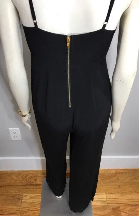 Forever 21 Little Black Strappy Plunging Neck Jumpsuit Sz Small - Image 4