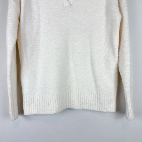 NWT LOFT Boucle Polo Sweater Ivory‎ Cream Soft Knit Size XS - Image 4