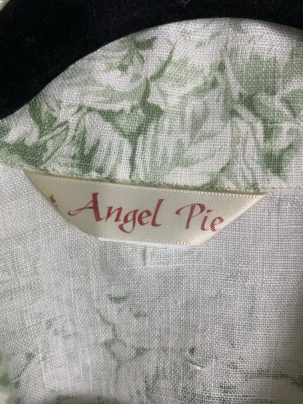 Angel Pie Linen Shirt S/M Green Floral Lagenlook Oversized Boho USA Made - Image 7