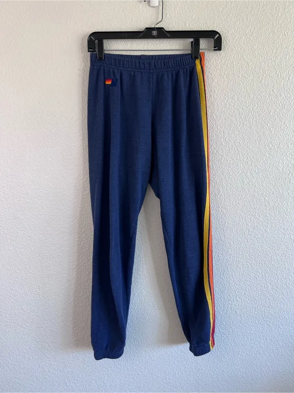 Aviator Nation Women's 5 Stripe Sweatpants Joggers Navy Blue - Image 2