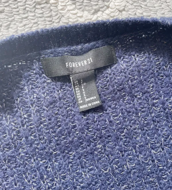 Forever 21 Blue Wrap Crossover Knit Jumper Sweater - Image 9