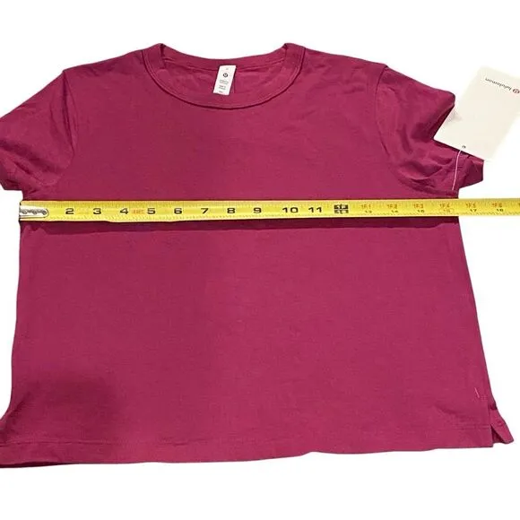 Lululemon 2 Classic Fit Cotton Blend T-Shirt Magenta‎ Purple Boxy Basic New - Image 9