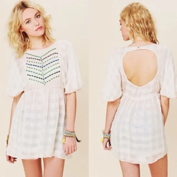 Free People | New Romantics | Rainbow Sheer Flower Bud Embroidered Tunic - Image 2