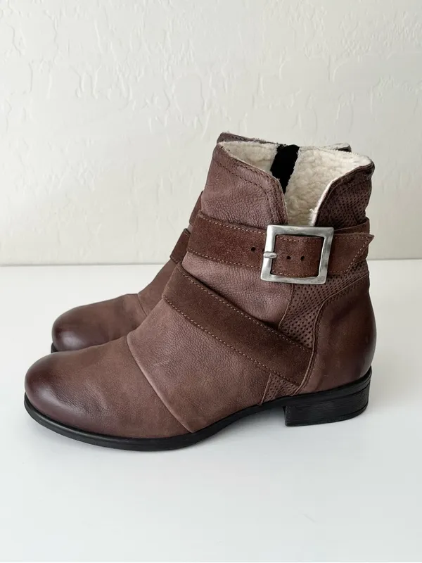 Miz Mooz Sabel Leather wool lined Ankle Boots Espresso 37 US7 - Image 4