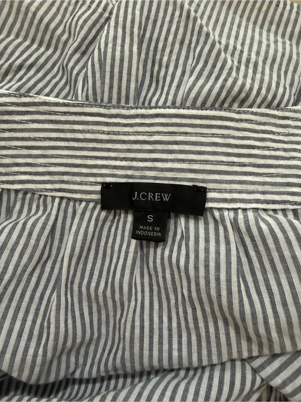 J. Crew Navy and White Striped Ruffle-Hem Camisole - Image 4