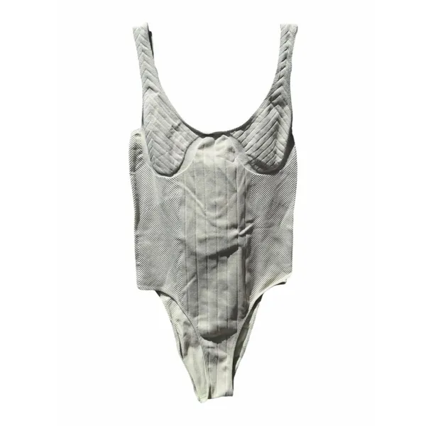 Anthropologie Mint Ribbed One Piece Swimsuit Sage Green Small Bodysuit Minimal - Image 3