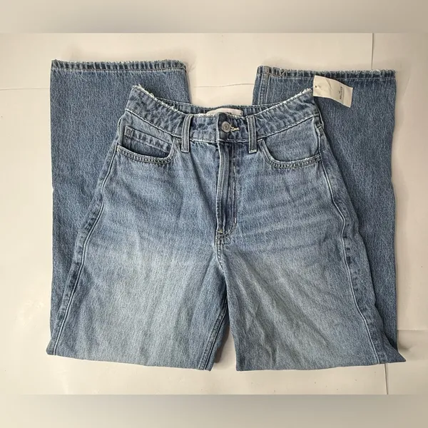 Hollister Womens Ultra High-Rise Baggy Jeans Size 2S /w26 Short‎ Blue Y2K NEW - Image 7