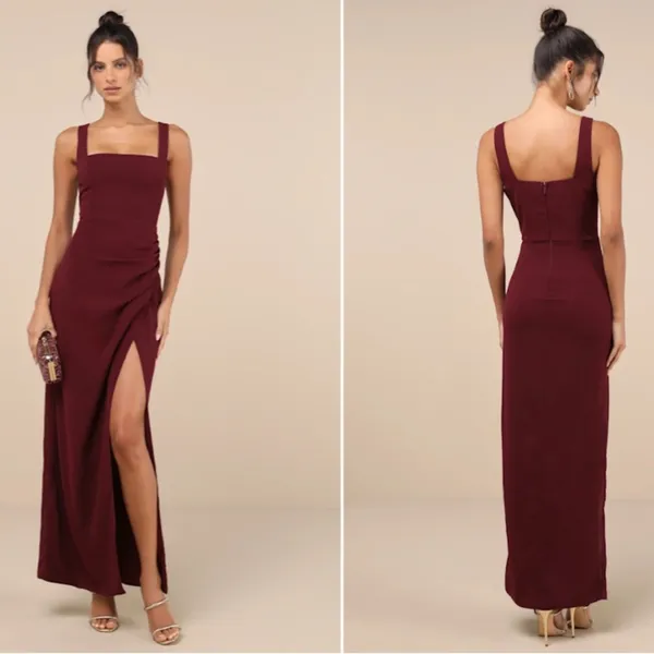 LULUS Sexy Prom Wedding Bridesmaid Romantic Flowy Elegant Chiffon Maxi Dress - Image 5