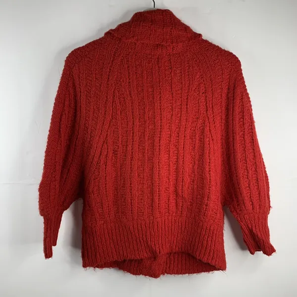 Free People Size S‎ Cardigan Sweater Red Wool Blend Long Dolman Sleeve Cowl Neck - Image 9