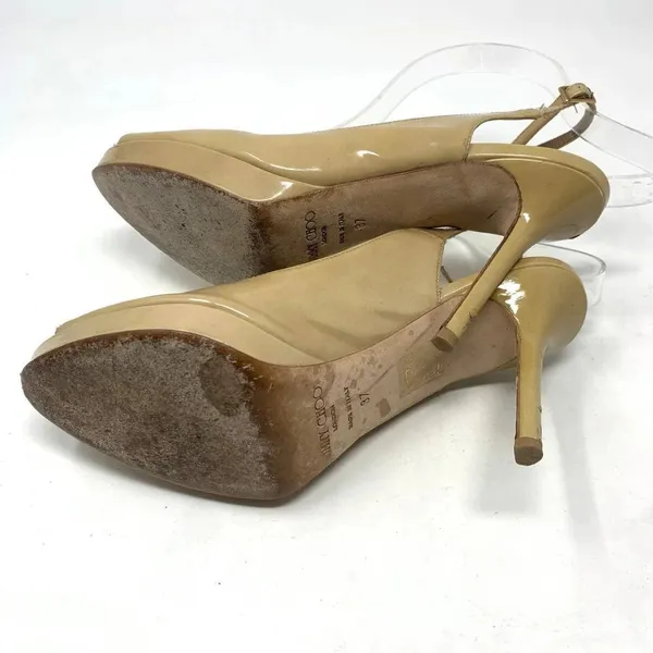 Jimmy Choo Patent Leather‎ Slingback Peep-Toe Platform Pumps Size 37 / US 7 - Image 10