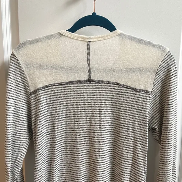By Together Cardigan Women S Cream Striped Longline Boho Pockets RJ950 Button Up - Image 6