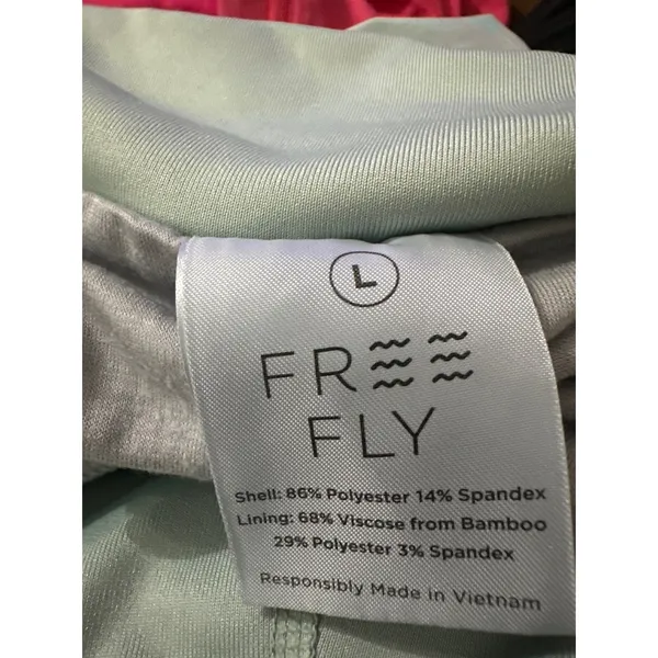 Free Fly Women Bamboo Lined Shorts Light Blue Active Running Hiking Zip Pocket - Image 4