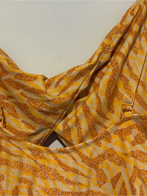 Aerie tiger cheetah print‎ cutout one piece swimsuit orange size large - Image 4